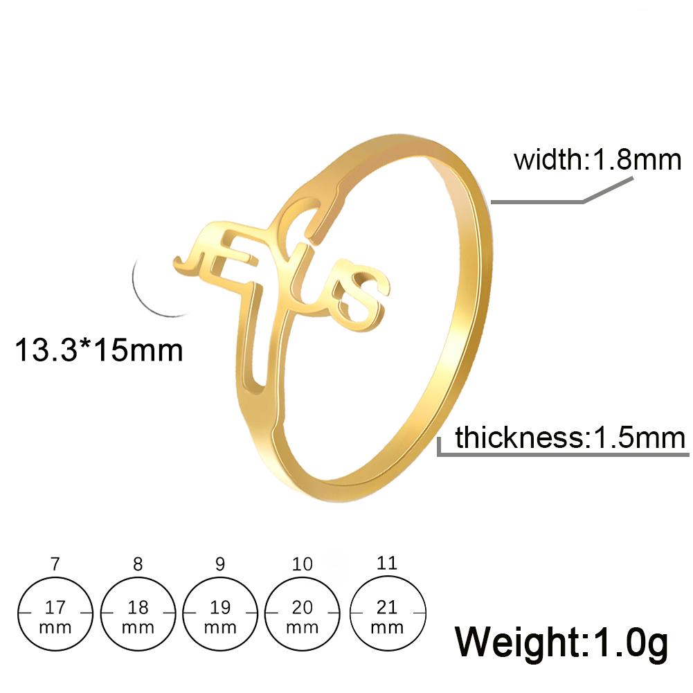 EUEAVAN 2026 Trend Hollow Cross Ring for Woman Stainless Steel Christian Jesus Rings Fashion Engagement Religious Jewelry Gifts