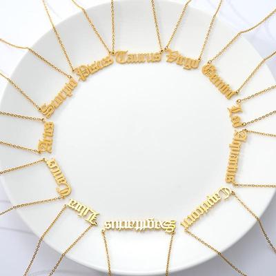 Twelve Constellations Stainless Steel Zodiac Necklace Pendant
