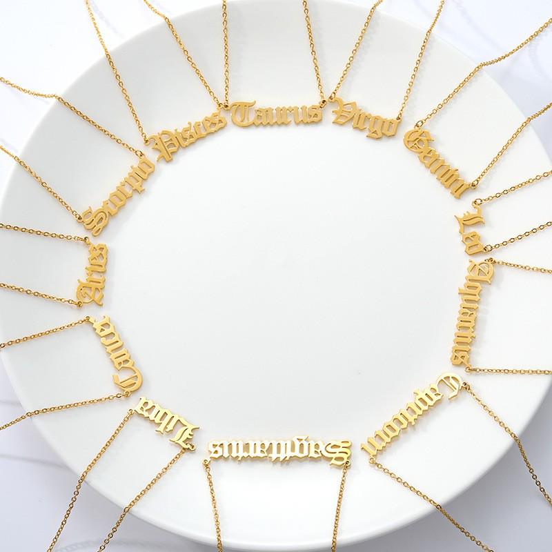 Collana con Ciondolo Zodiacale in Acciaio Inossidabile Dodici Costellazioni