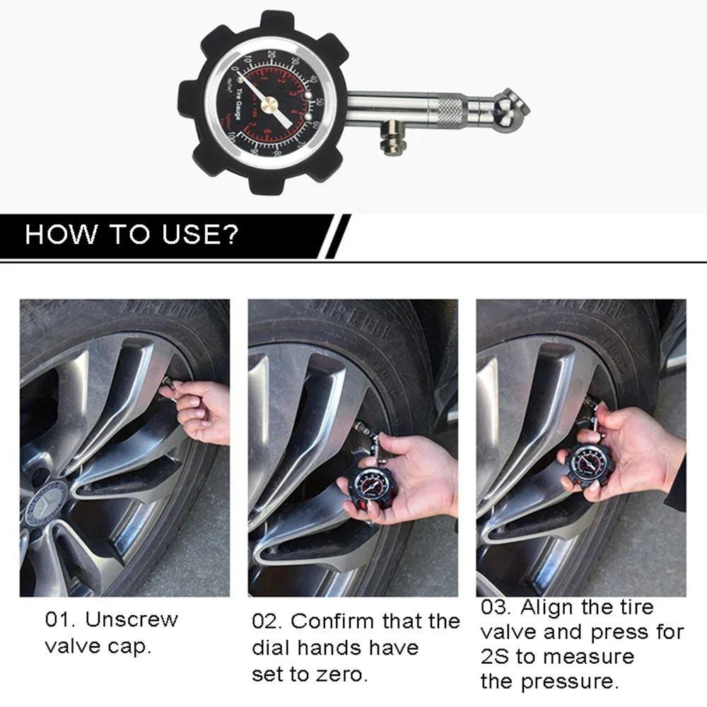 0~100 PSI Tire Pressure Gauge Reset Function Tire Pressure Monitoring Tool  Vehicle Maintenance