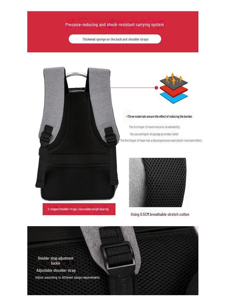 Men's Anti-Theft Fashion Backpack with USB, Multi-Capacity Design, Perfect for Business and Students