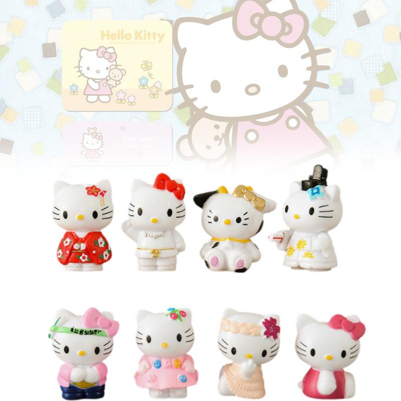 Adorable 8 Piece Hello Kitty Cartoon Figurine Collection Pvc Toy Set For Display