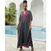 Women's Fashion Summer Spring Flower Pattern Print 1/2 Sleeves V-Neck Loose Waistline Casual Dresses