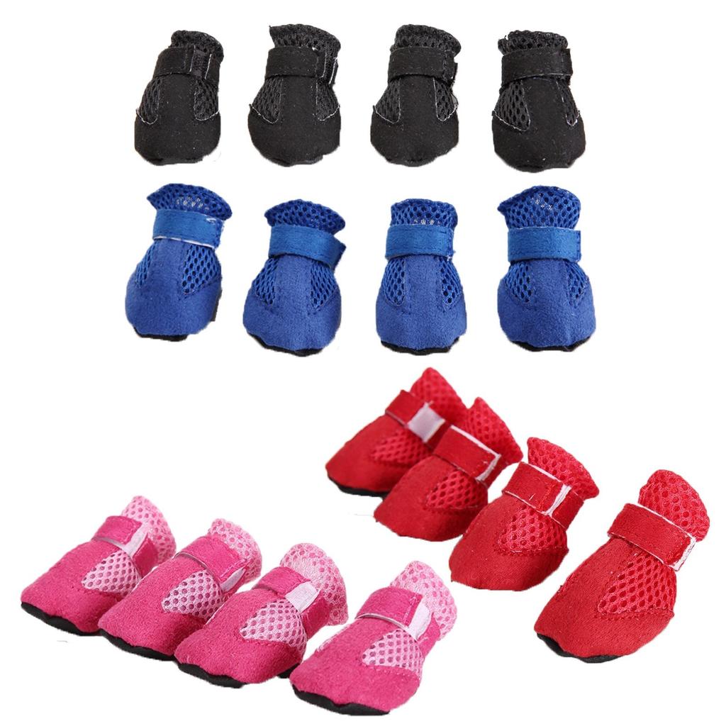 Hundeschuhe Mesh Atmungsaktiv Weiche Sohle Schuhe Für Hunde Bichon Teddy Haustierschuhe Hundestiefel (Packung mit 4)