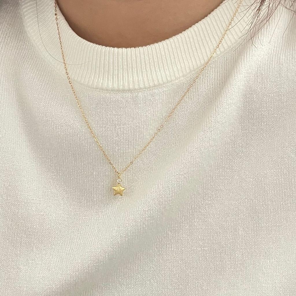 Lucky Pentagon Star Necklace Women'S Lamp Luxury Niche Design High Sense Ins Simple Clavicle Chain Premium Durable