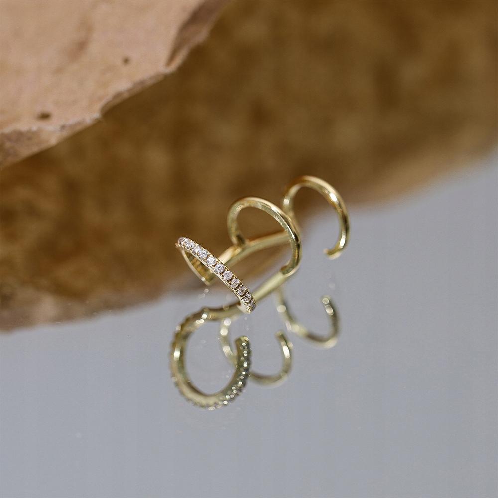 Fraise S925 Ear Cuff With Cubic Zirconia, 14K Plated