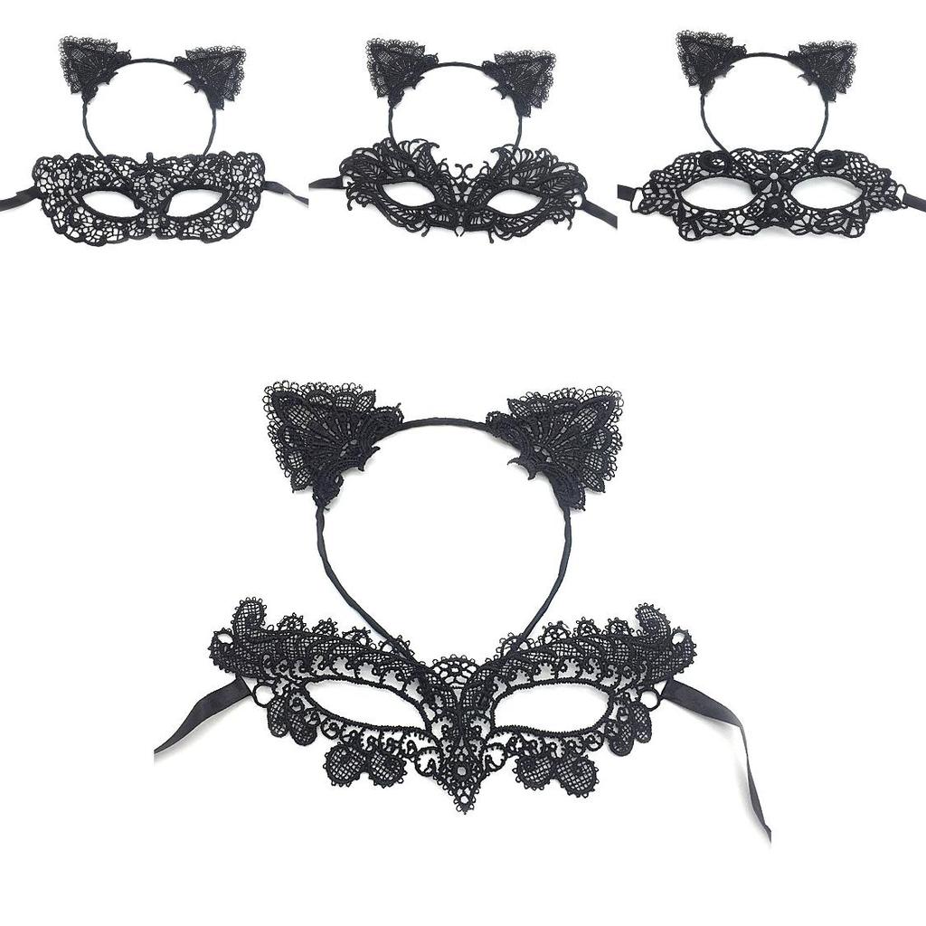 Halloween Sexy Schwarzes Spitzen Stirnband Maske Mit Handgefertigtem Handwerk Für Kostümpartys