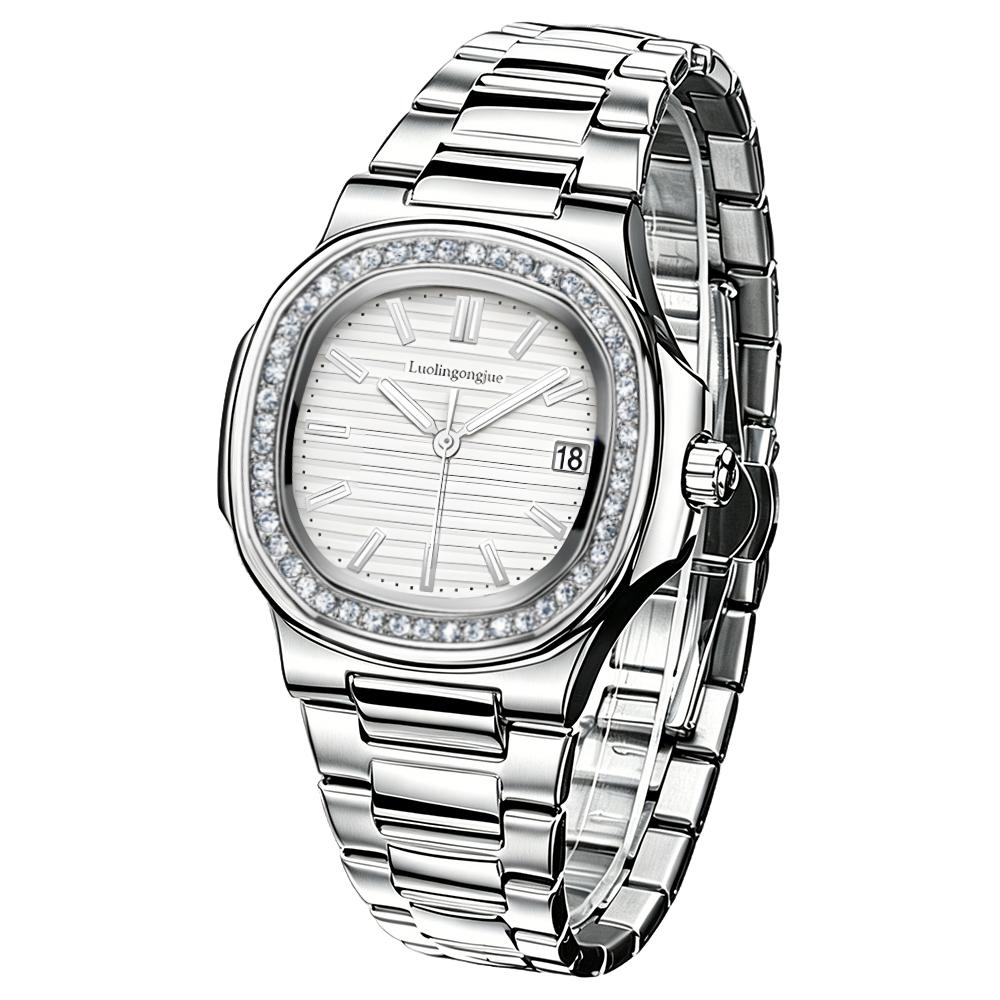 Rhinestone Bezel Automatic Mens Watches Luxury Men Fashion Clock Waterproof Stainless Steel Mechanical Wrist Watch