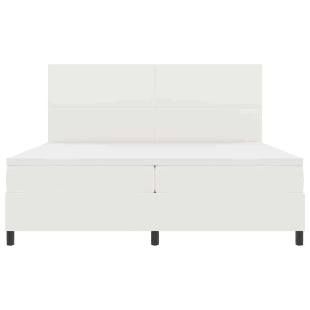 LED Box Spring Bed in Cream and White 200 x 200 cm Cord Fabric