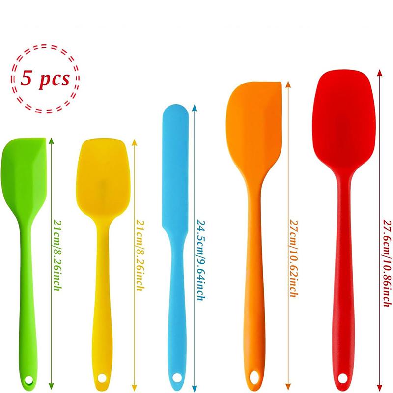 5Pcs Silicone Spatula Set Heat Resistant Baking Spatula Kit Nonstick Cooking Spatula Cream Butter Jam Scraper Kitchen Utensils