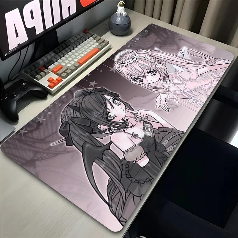 Mouse Pad Laptop Gaming Extended Desk Mat PC Kawaii Desk Accessories Mousepad Angel Anime Sexy Girls Keyboard Rug Pink Carpet