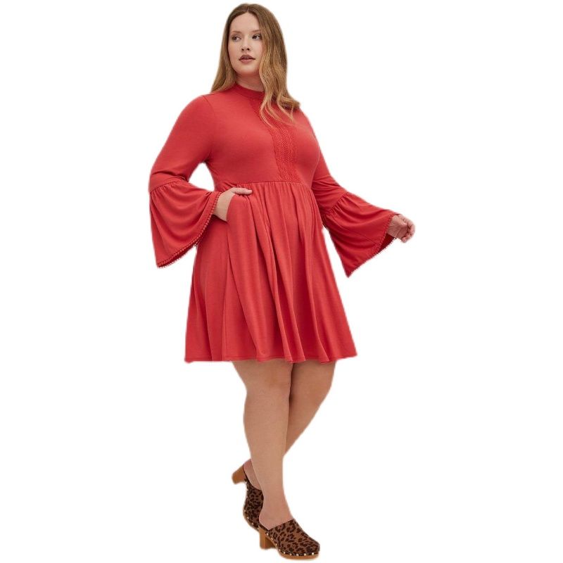 

Экспорт больших размеров 90.10кг 0.10кг 25.00кг Европейская и американская одежда больших размеров для женщин Эластичное платье Весенняя и летняя женская одежда Red 2