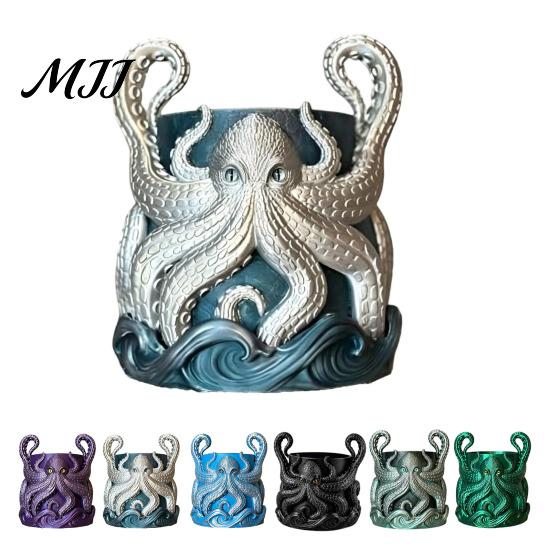Durable Pla Plant Container 3D Printed Octopus Planter with Tray, Creative Succulents Flower Pot, Weather-Resistant Charming Garden Decor Planting