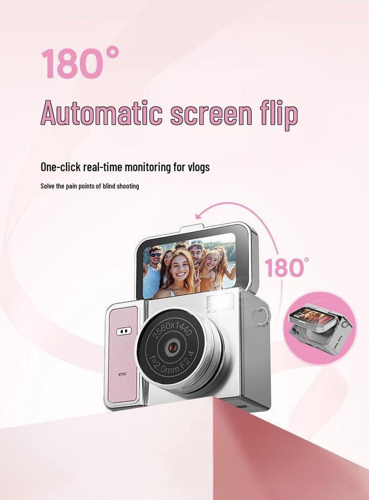 Compact Flip-Screen Mini Camera Pendant - Perfect for Backpacking, Parties, and Student Adventures