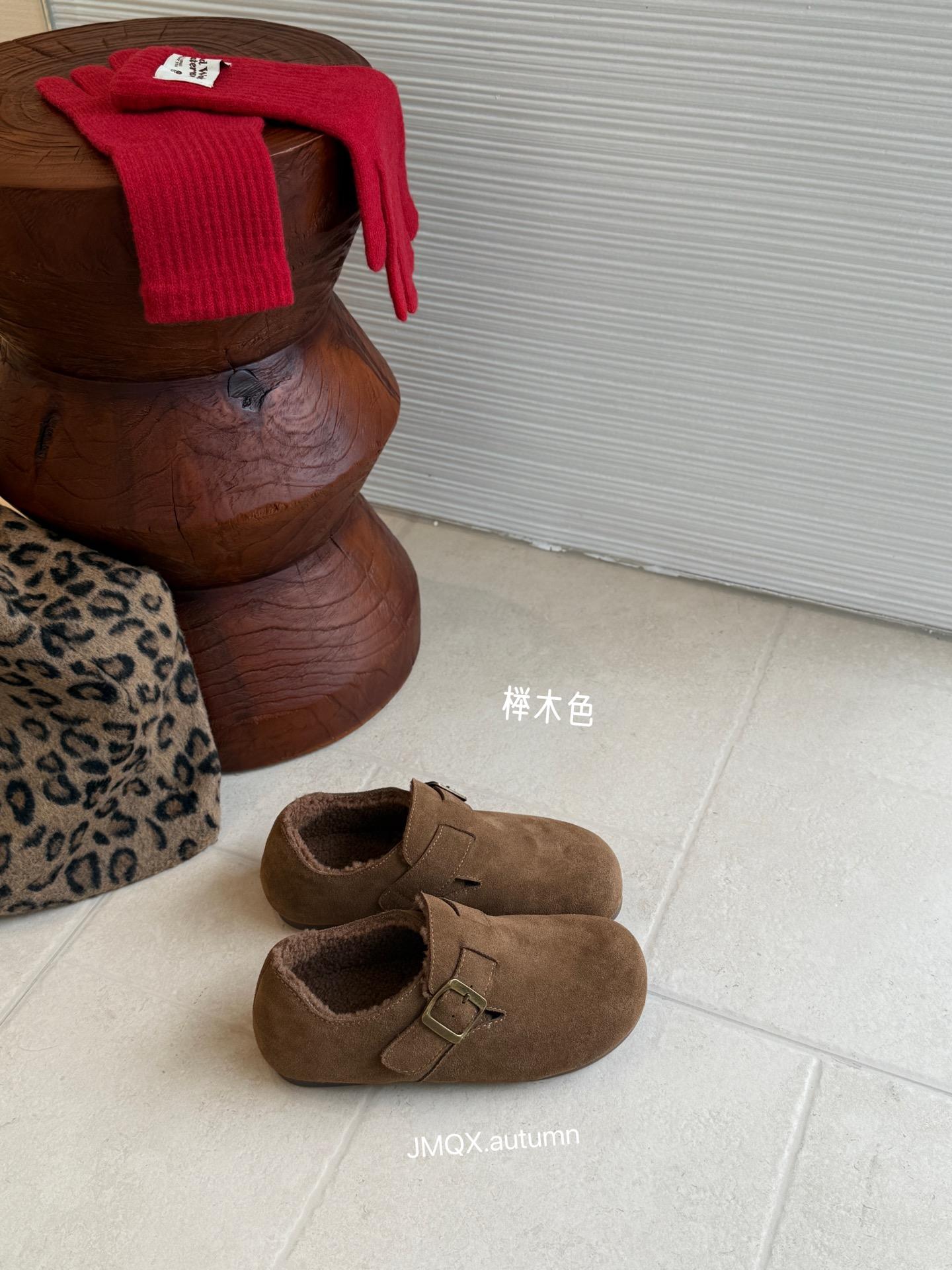 

Флисовая кожа все включено Birkenstocks женские 2025 зима одна педаль снежный хлопок теплые пушистые туфли мягкая подошва туфли-бини 39