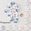 Baby Cotton Long Sleeve Romper With Snap Closure For Newborn Infants