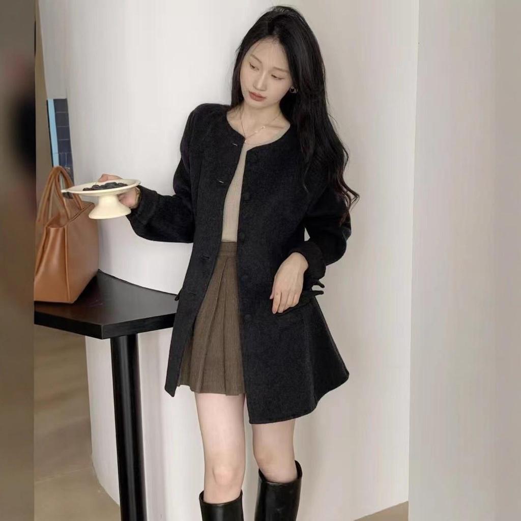 2025 Elegant Double-Faced Wool Coat - Slimming Casual Mid-Length, Perfect for Autumn & Winter.