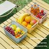 Plastic Hollow Storage Basket Wood Handle Multi Functional Sundry Storage Basket Rectangle Large Capacity Woven Mesh Basket