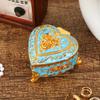 Vintage Heart-shaped Enamel Rose Jewelry Box Metal Trinket Organizer for Rings Earrings Necklaces Bracelets Desktop Decor Gift