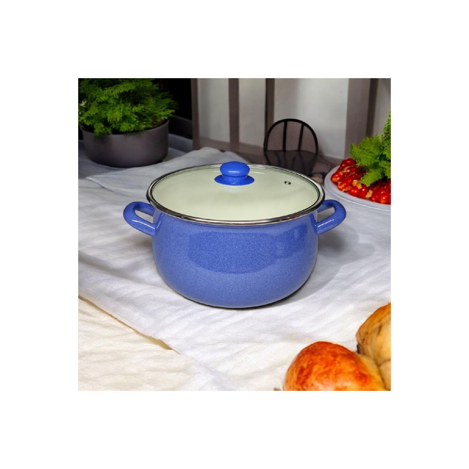 

24 Cm Enamel Frying Yogurt Pot Casserole Model 5.5 Liters Of Blue синій