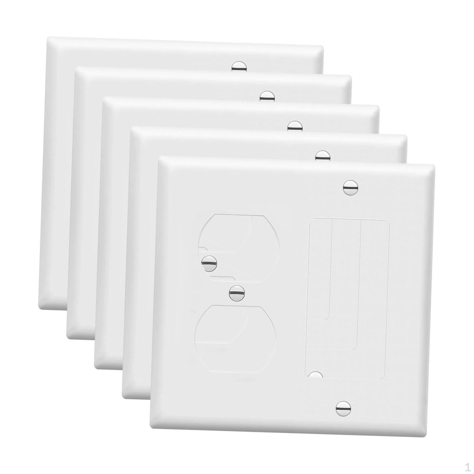 

5 Count Duplex Outlet Plates, Modern Switch Covers for Household And Hotel Use 3 Holes