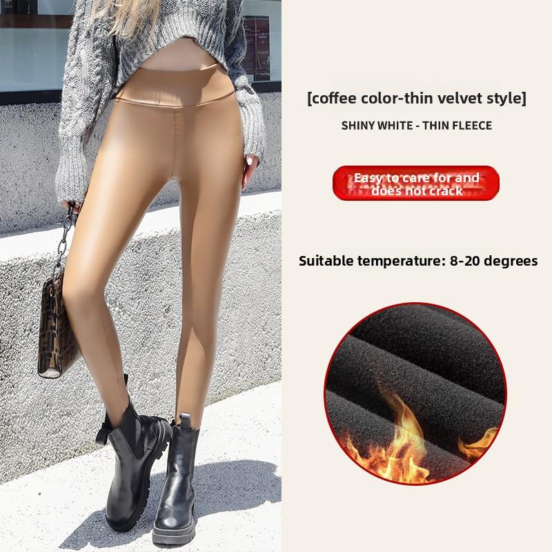 Autumn and Winter New PU Leather Pants Leggings Women's Pants Plus Size European and American Style High Waist Sexy Elastic