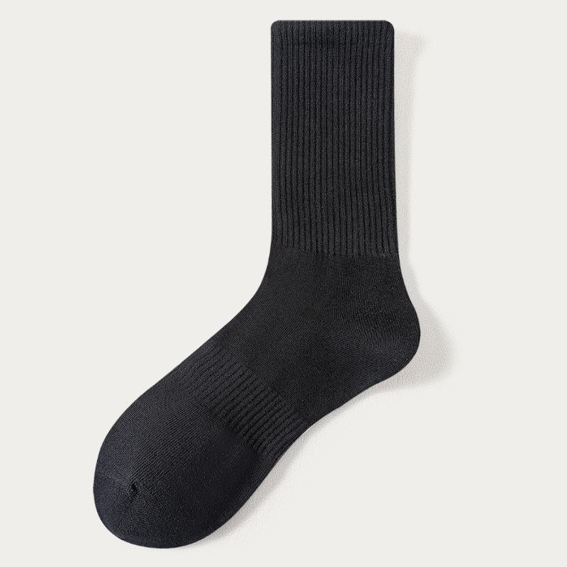 White Socks, Men's Anti-odor Mid-calf Socks, Cotton Socks, Sports Sweat-absorbing Short Calf Breathable, Autumn and Winter Long-calf Socks