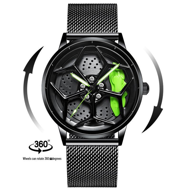SVJ Men s 3D Hollow Wheel Hub Waterproof Watch with Forged Caliper Design