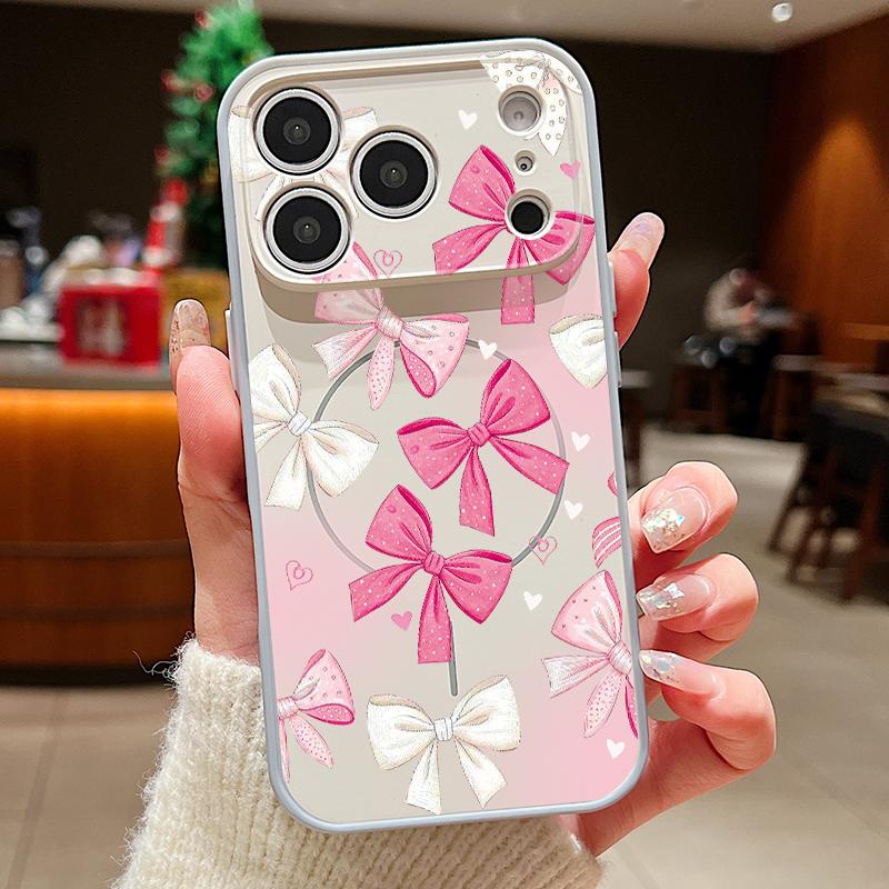 Colorful Bowknots Pattern Case For iPhone 17 Pro Max iPhone 16 Pro Max 15 14 13 Magnetic For Magsafe Hybrid TPU+PC Matte Cover