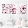 Nordic Minimalist Posters and Prints Pink Peony Flower Kids Room Decor Canvas Painting Wall Art Picture for Living Room No Frame