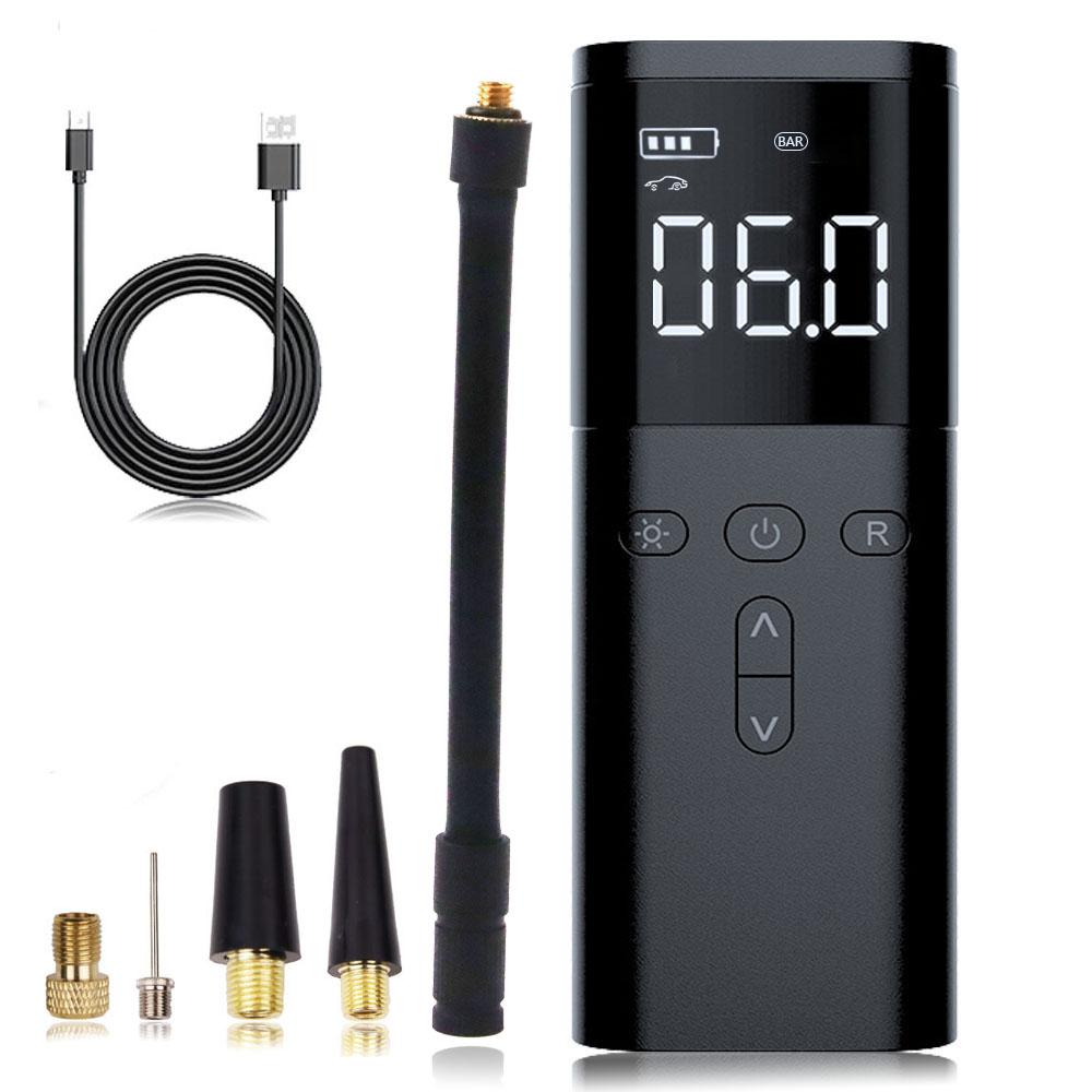 

Беспроводной ручной автомобильный воздушный насос Портативный автомобильный воздушный насос для шин Интеллектуальный цифровой дисплей Многофункциональное освещение Может использоваться как внешний аккумулятор чёрный