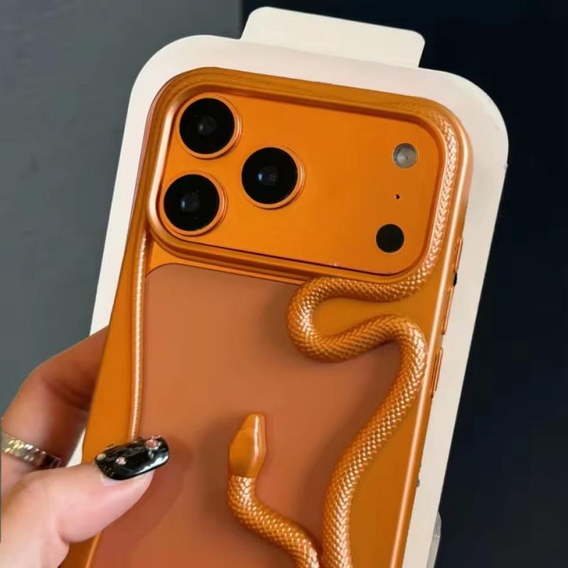 Luxury Large Hollow Electroplated Snake Case for iPhone 17 16 15 14 13 12 11 Pro Max Plus Plating Armor Cooling 3D Phone Cover