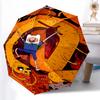 Adventure Time Print Automatic Umbrella, 8 Rib Iron Frame, Plastic Handle, Suitable for Outdoor Travel &Daily , Ideal Gift