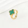 13mm High-End Fashion Four-Leaf Clover Ring Titanium Steel Sweet Style Open Adjustable Women's Ring