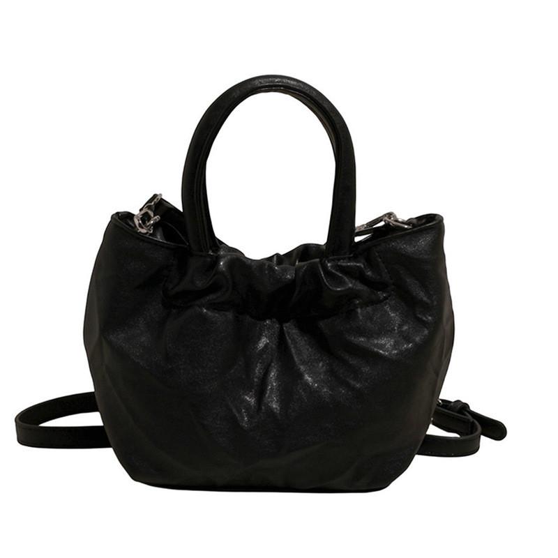 

Плиссированная сумка через плечо из ПУ женская минималистичная однотонная застежка магнитная чёрный