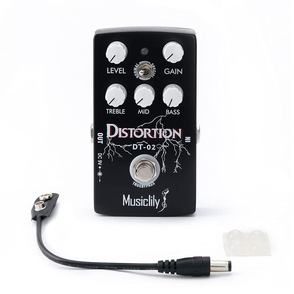 Musiclily Pro Distortion Guitar Effect Pedal with DC 9V Adapter Power Supply for Electric True Bypass Guitar/Bass,