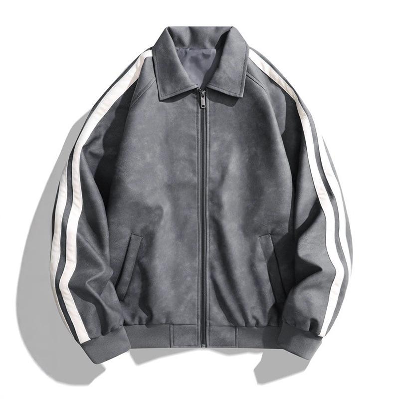 Spring and autumn new men's locomotive style PU leather jacket trendy brand American European size loose leather jacket