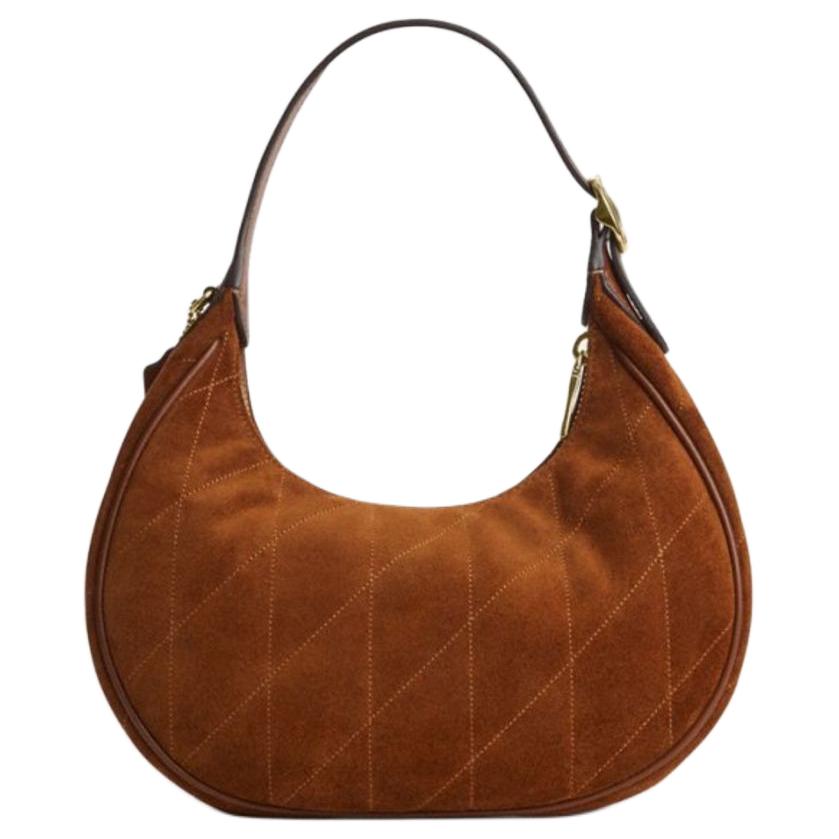 Coach Emily 23 Metallic Brand Logo Suede Leather Shoulder Bag Medium Women shoulder bag Warm-Brown CFG08-IMWBR