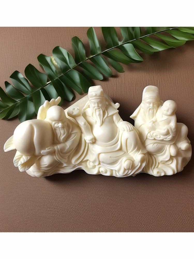 

Resin Fu Lu Shou Figure Decoration Statue Handmade Art Sculpture Chinese God of Wealth Home Room, Office Car Feng Shui Statue