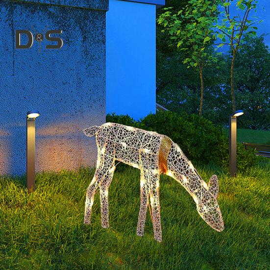 LED-Rentier-Weihnachtsdekoration, Eisenrahmen, Beleuchtung, Hirsch-Ornament, Rentier-Statuen für drinnen und draußen, für Garten, Rasen, Hof, Dekor