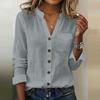 GMXIA Damenmode Casual Herbst Winter Langarm V-Ausschnitt Blusen & Hemden