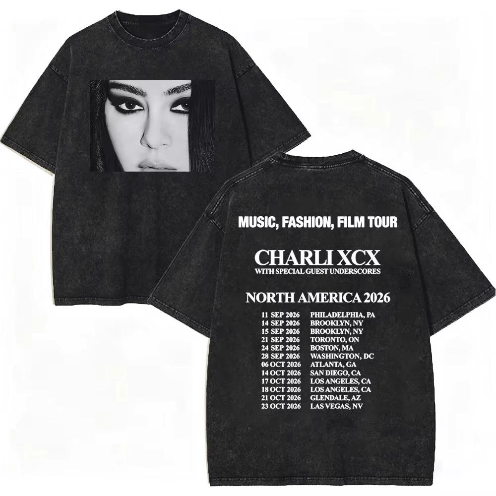 Summer New Singer Charli Xcx T-shirt Music Fashion Film Tour 2026 Graphic T Shirts Men Women Hip Hop Punk T-shirt Streetwear Oversized Tshirt