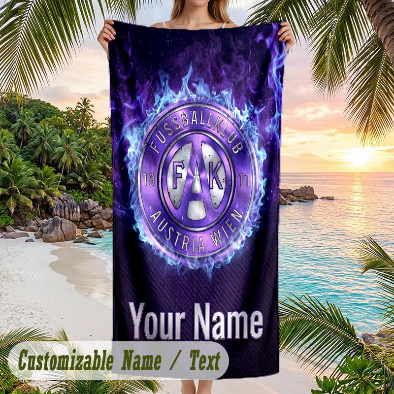 Beach Towel Austria Wien FC Print Custom Name Text Soft Towel for Swimming Pool