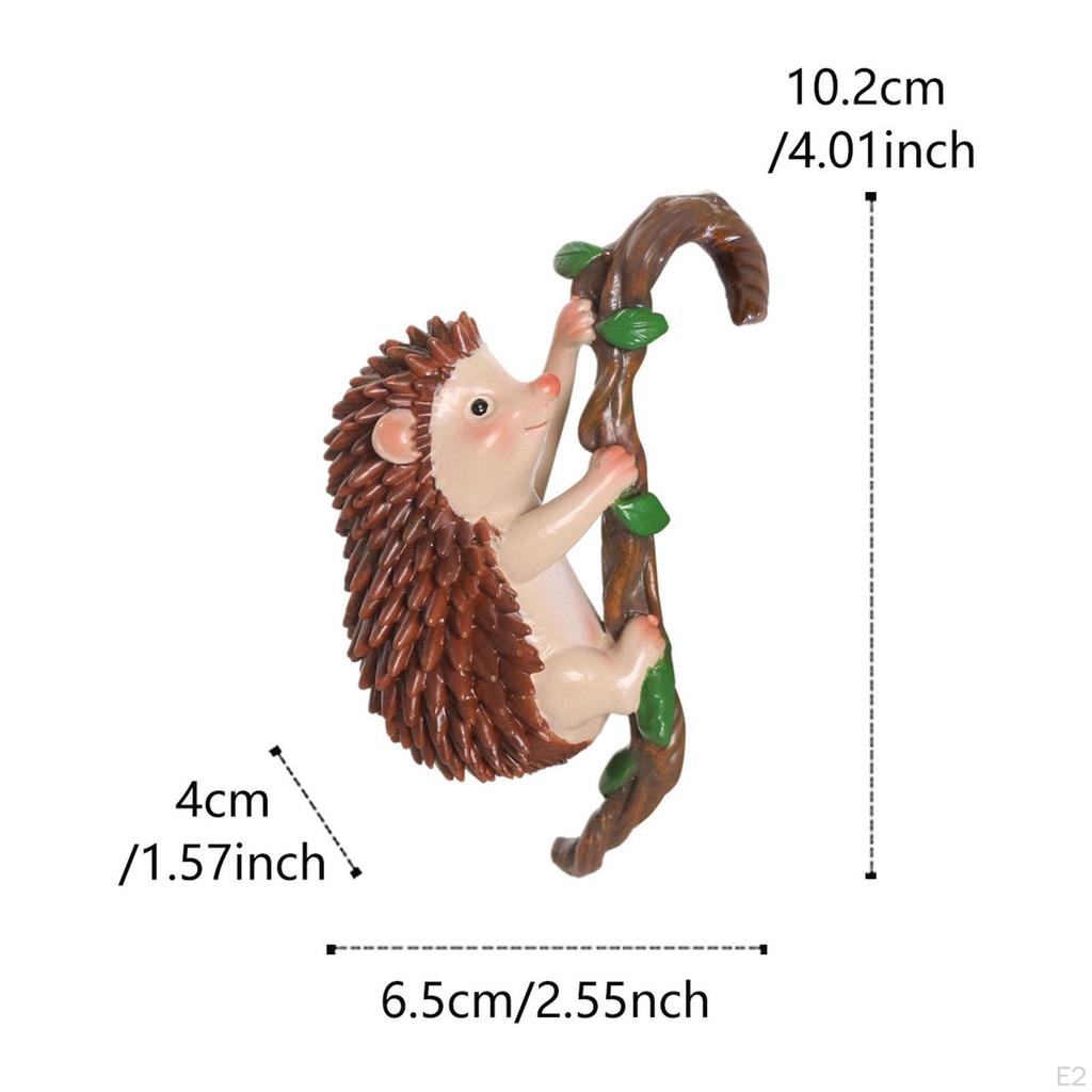 Hedgehog Figurine Resin Sculpture Cute Animal Hanging Gift Art Crafts Flower Pot Hugger
