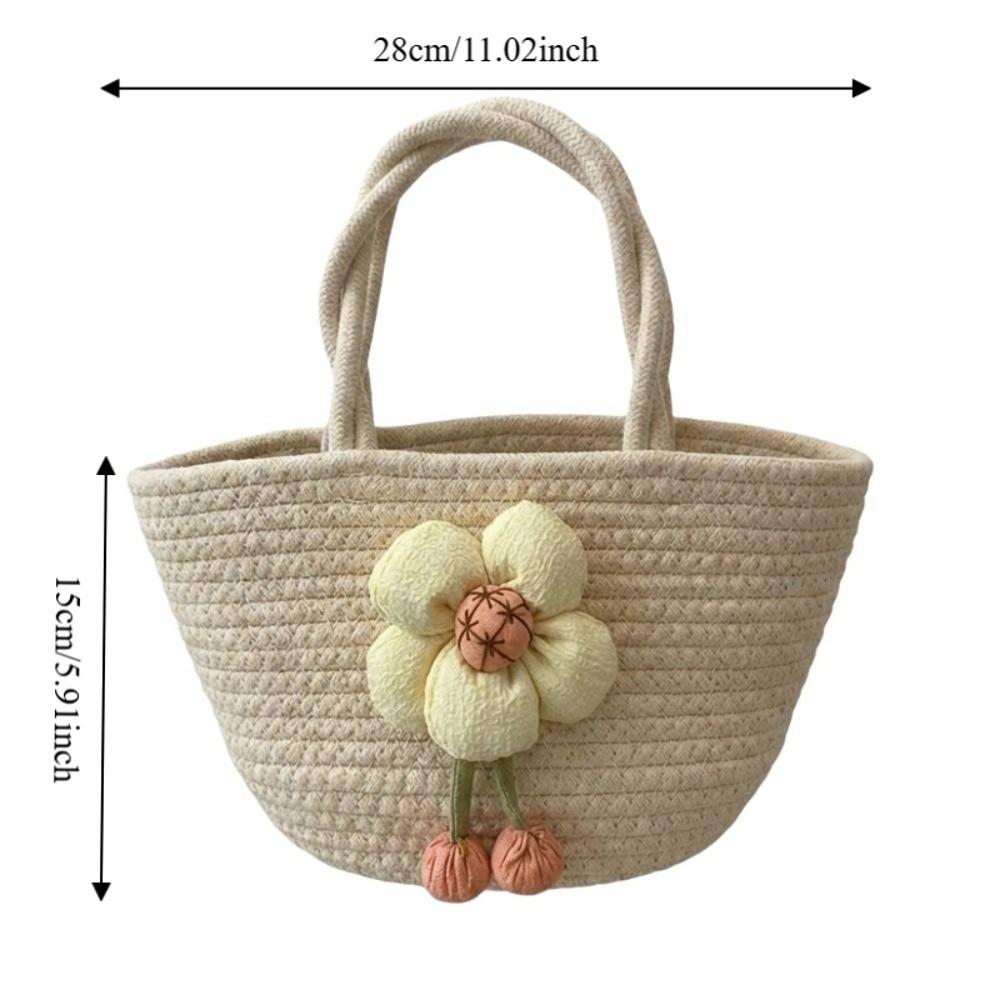 Portable Straw Woven Tote Bag High-capacity Flower Bucket Bag Handmade All-Match Handbag Beach