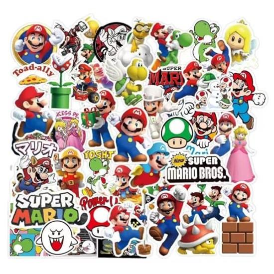 Mario Super Collection Sticker Set Anime Manga Styler 50 Pieces Waterproof PVC Stickers Character Goods Accessories Popular Decorating Pictures Gifts