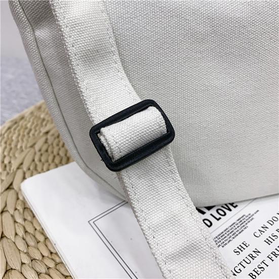 Women Crossbody Bag Canvas Large Capacity Portable Solid Color Female Single Shoulder Messenger Bag Shopping Use