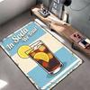 Retro Style Carpet with Soda Glass and Lemon Design Text Print Suitable for Use As an Anti-slip for Living Room Bedroom Sofas