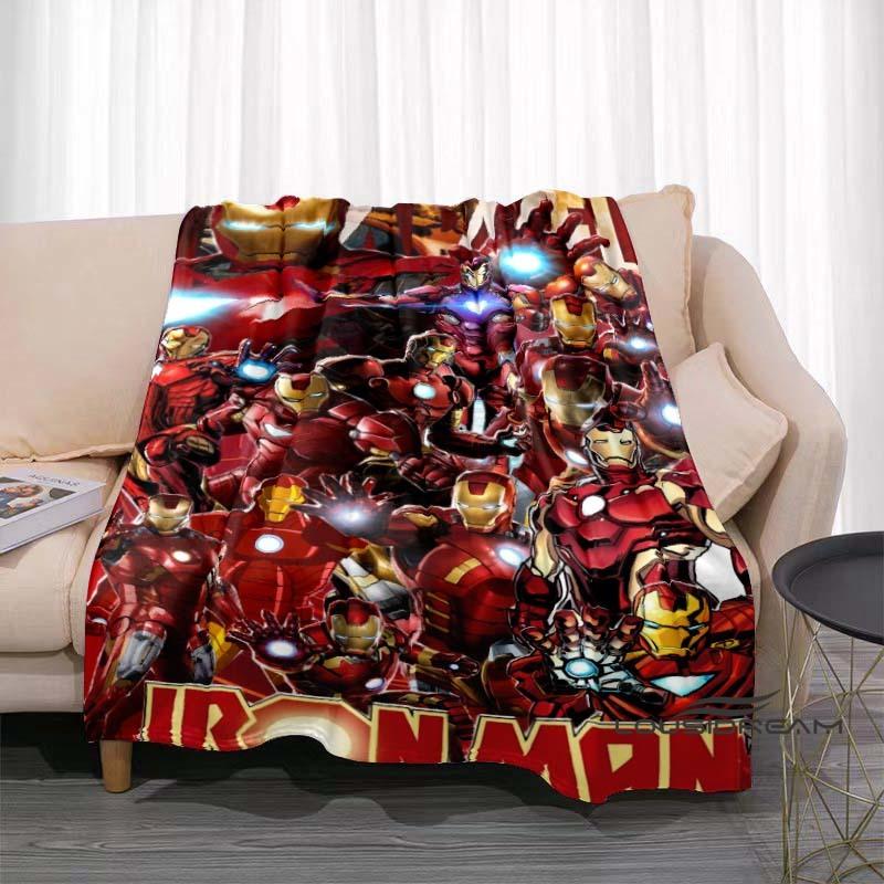 Available In Various Sizes, These Cartoon Iron Man Blankets Are Soft, Fluffy Flannel Blankets Perfect for Use On Sofas, In The