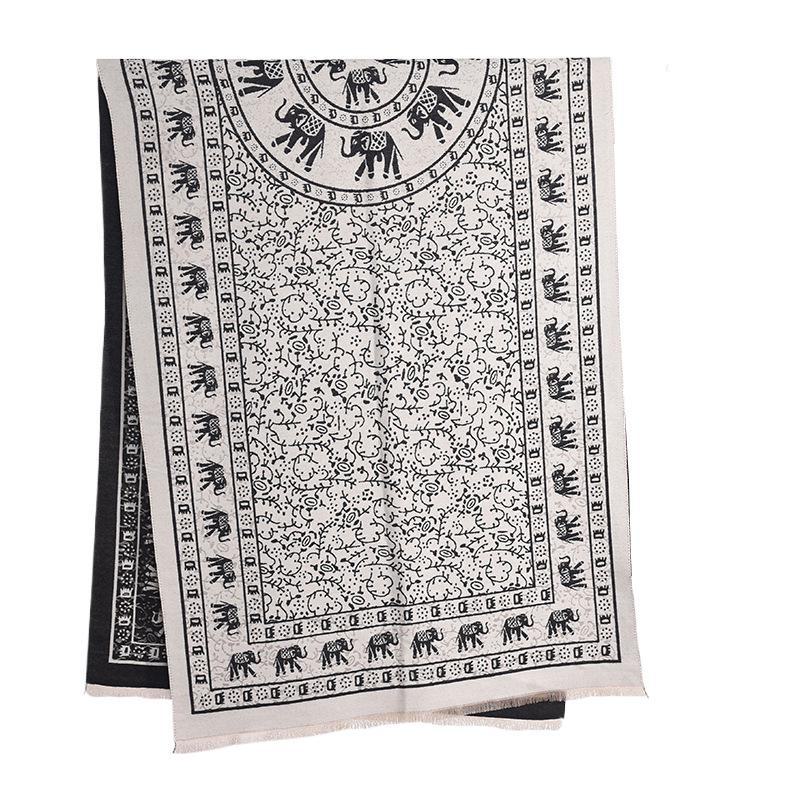 Eleganter Vintage Schal mit Elefantenprint: High-End Reise-Mode-Schal